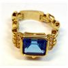 Image 2 : 14K Gold Ring with Blue Topaz and Diamonds