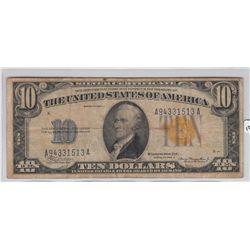 $10 1934 NORTH AFRICA SILVER CERTIFICATE
