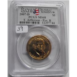 SATIN FINISH 2007-D $1 PCGS MS 68