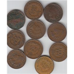 GROUP OF 10 INDIAN HEAD CENTS VARIOUS DATES