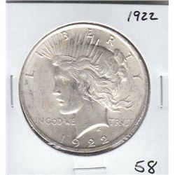 $1 PEACE 1922 UNCIRCULATED BU LUSTER