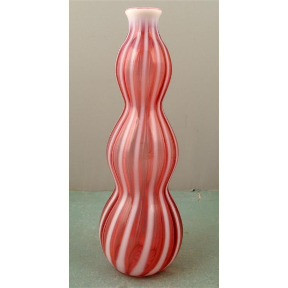 Fenton New World Cranberry Rib Optic Glass Decanter