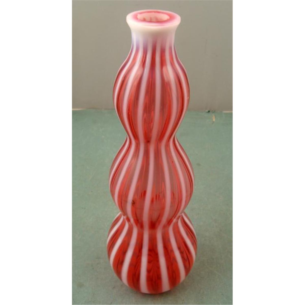 Fenton New World Cranberry Rib Optic Glass Decanter