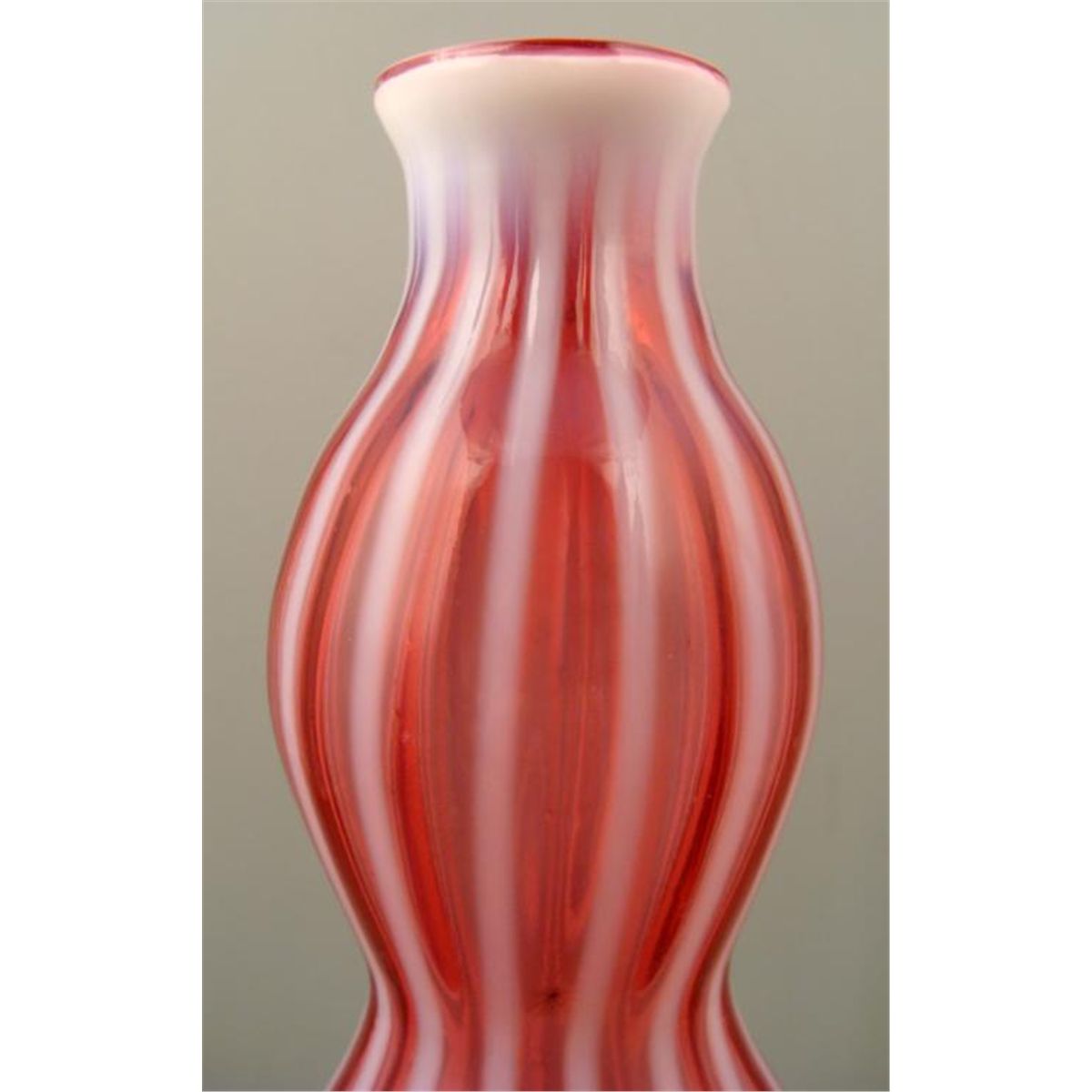 Fenton New World Cranberry Rib Optic Glass Decanter