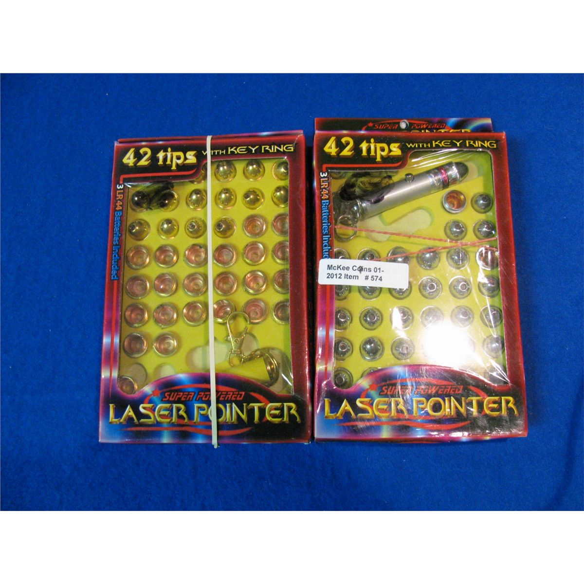 574. (2) Laser Pointer Keyrings with 42 tips each.