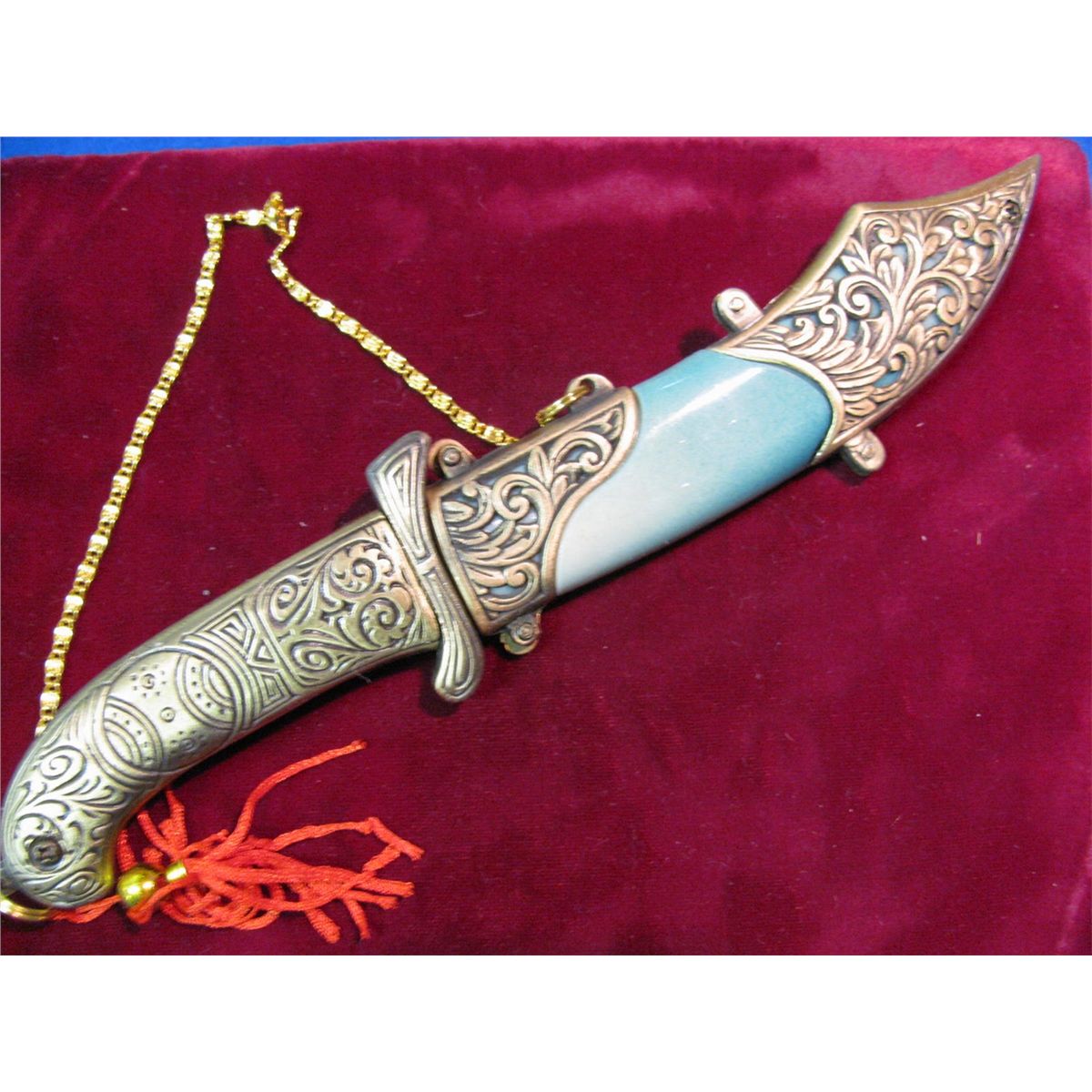 577. Chinese Dress Ornamental Knife with sheath. New in box.