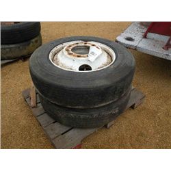 (1) LOT 2 285/75R24.5 TIRES ON DISC WHEELS