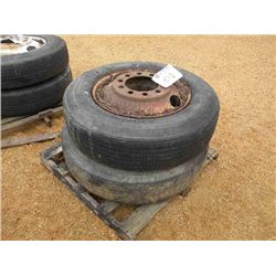 (1) LOT 2 285/75R24.5 TIRES ON DISC WHEELS