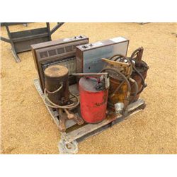 (1) LOT OF GREASE GUNS & WINCH