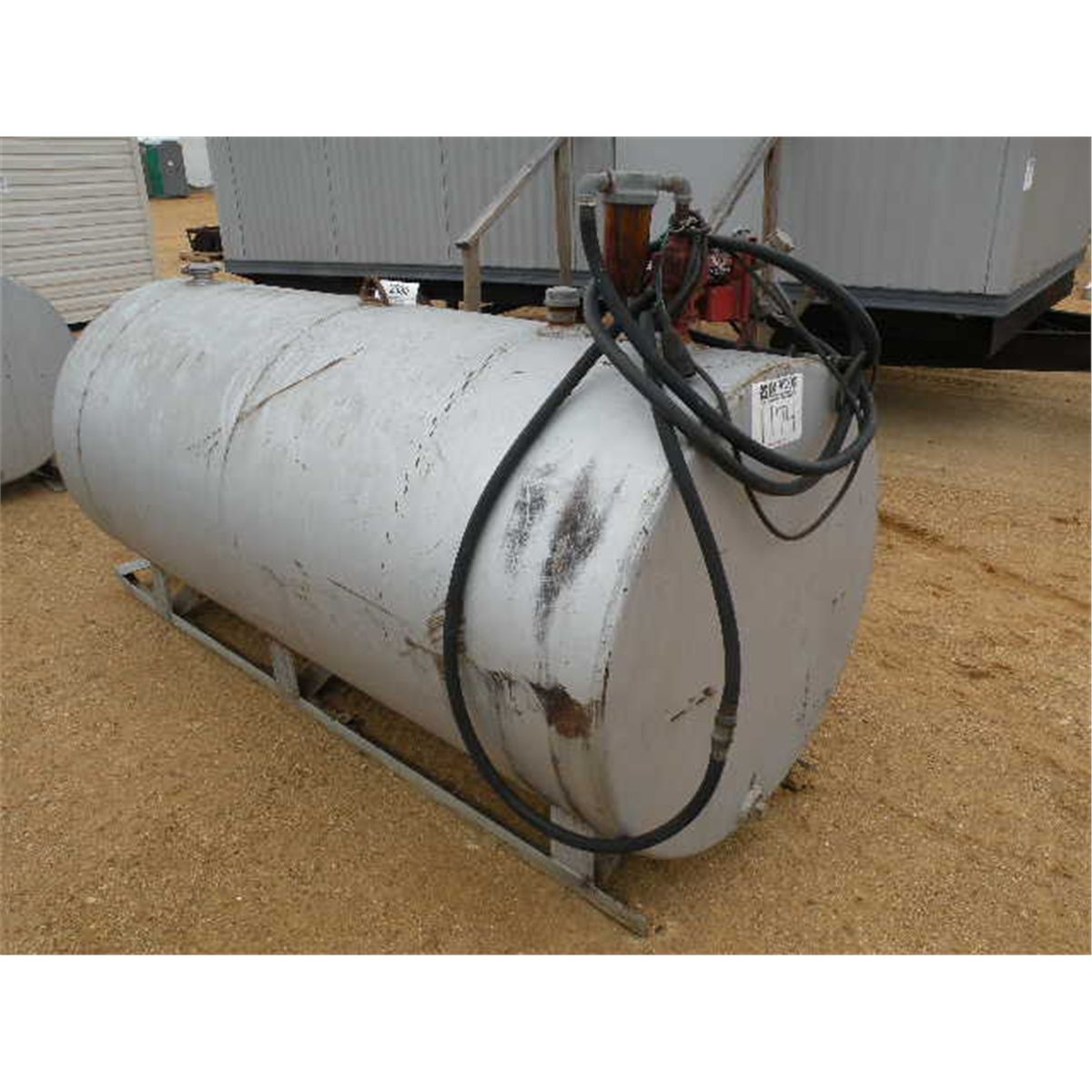 STEEL 550 GAL FUEL TANK ON SKIDS W/ ELEC PUMP J.M. Wood Auction