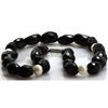 Image 2 : Natural Big Black Spinal and Pearl Beads Necklace with clasp