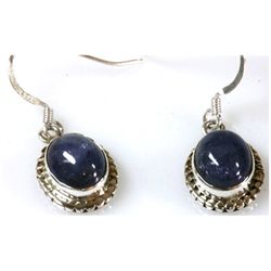 Natural Tanzanite Cabushion 0.925 Sterling Silver 4.84g Earrings