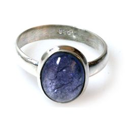 Natural Tanzanite Cabushion 0.925 Sterling Silver 3.65g Ring