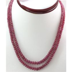 Natural Ruby Round Beads Necklace w/brass clasp