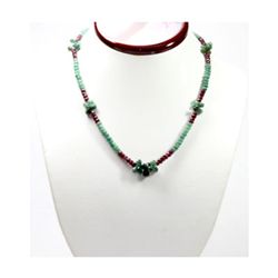 Natural 102.80 ctw Ruby & Emerald Bead Necklace