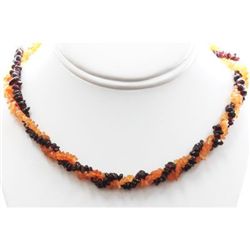 Mix Semi Precious Stone Double Twisted Row Design Necklace with clasp