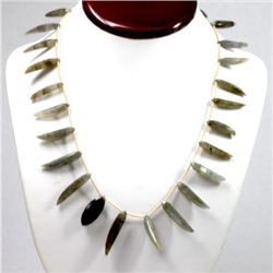 165.54 ctw Natural Black Laborite Beads Necklace with brass clasp