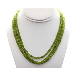 Natural Peridot Round Faceted Beads Necklace w/brass clasp