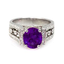 Genuine 3.04 Ctw Amethyst Ring 14Kt White Or Yellow Gold