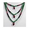 Image 2 : Natural 112.18 ctw Sapphire, Ruby & Emerald Bead Necklace