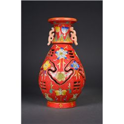 Chinese Famille Rose Reticulated Vase Qianlong