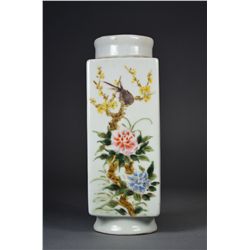 Chinese Famille Rose Gu-Shaped Vase