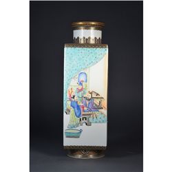 Chinese Minguo Square Gu-Shaped Vase Qianlong