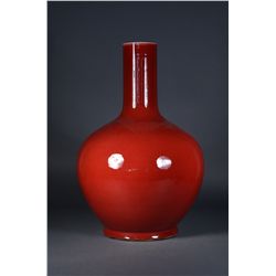 18th Century Chinese Red Glazed Porcelain Vase
