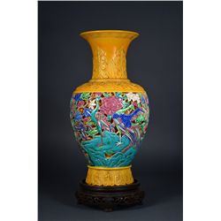 Chinese Openwork Reticulated Yellow Porcelain Vase