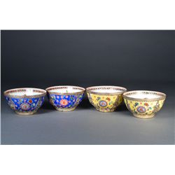Four Chinese Tibetan Silver Bowls Qianlong