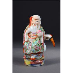 Chinese Porcelain Figural Shou Lao on Crane