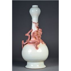 Chinese Porcelain Garlic Bulb Vase Dragon Minguo