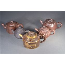 Set of Four: Chinese Yixing Tea Pots