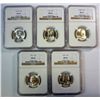 Image 1 : 5 slabbed NGC64 Washington quarters