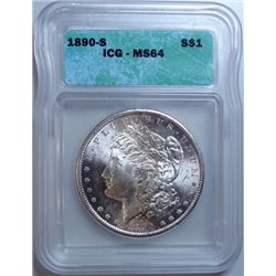 1890-S MORGAN DOLLAR ICG MS-64