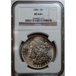 1886 MORGAN DOLLAR NGC MS-64+