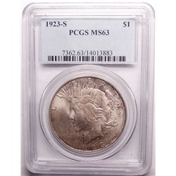 1923- S PEACE DOLLAR PCGS MS63