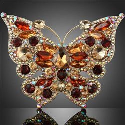 STUNNING Topaz and Citrine Butterfly Brooch Pin adorned