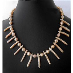 Elegant Genuine Pearl sticks and Peach Pearl Necklace