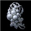 Image 1 : Swarovski Crystal and Pearl Knot Pendant Brooch Pin