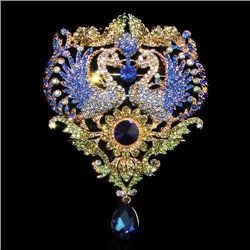 HUGE 4.5inch Swarovski Crystal Phoenix Drop Brooch Pin