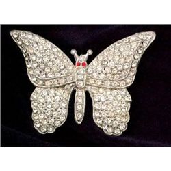 VINTAGE Rhinestone 1930S BUTTERFLY BROOCH