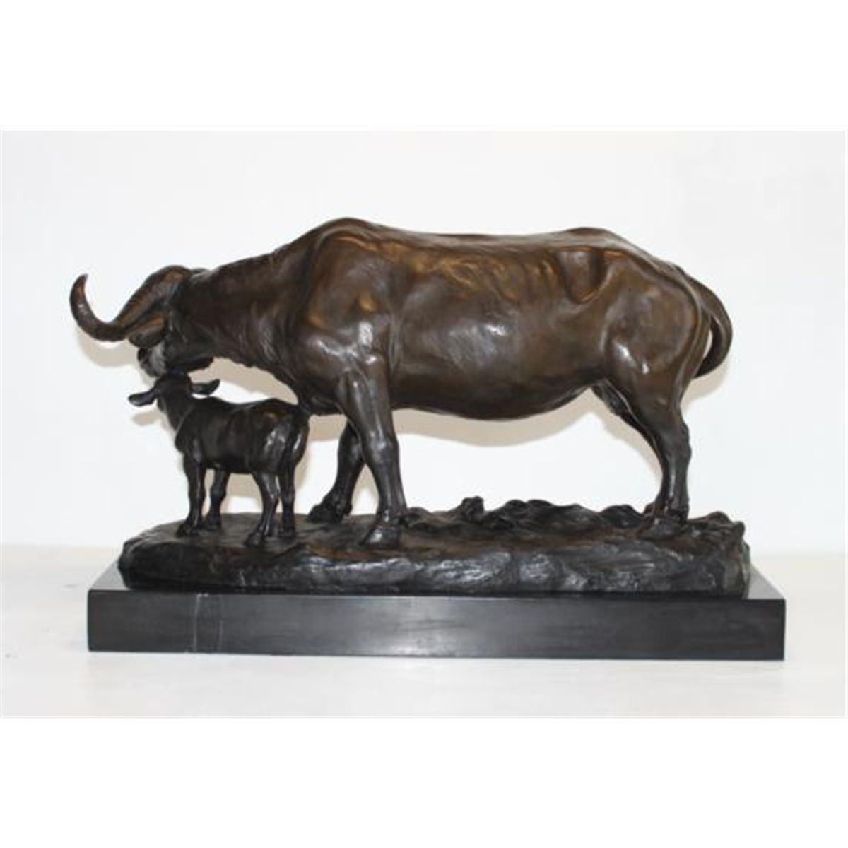 Gigantic Bronze Sculpture Cape Water Buffalo and Calf