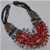 Image 2 : Lovely Handcrafted TURQUOISE AND RED CORAL BEADED NECKL