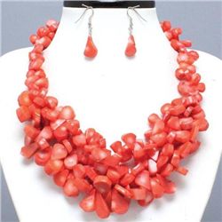 Amazing Cluster Coral Necklace and Earrings Set