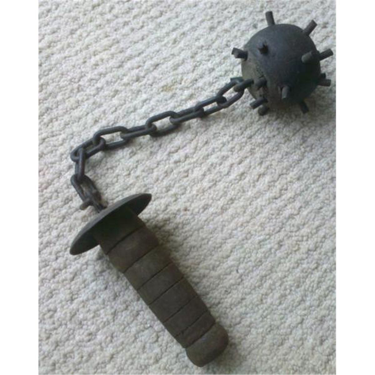 vintage mace ball and chain weapon measures 19 1/2 inc