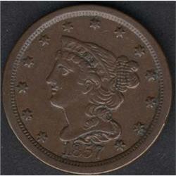 1857 Half Cent VF30