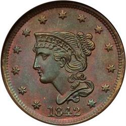 1842 Large Cent MS65BN