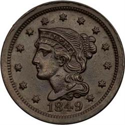 1849 Large Cent N-1 EF40