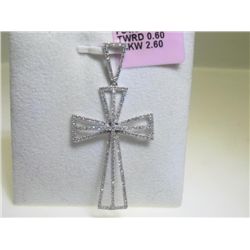 14K White Gold Cross Pendant All Diamonds .60 Carats